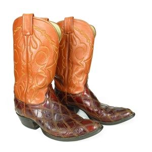 Olathe Cowboy Boots Mens Sz 10.5 D Two Tone Brown